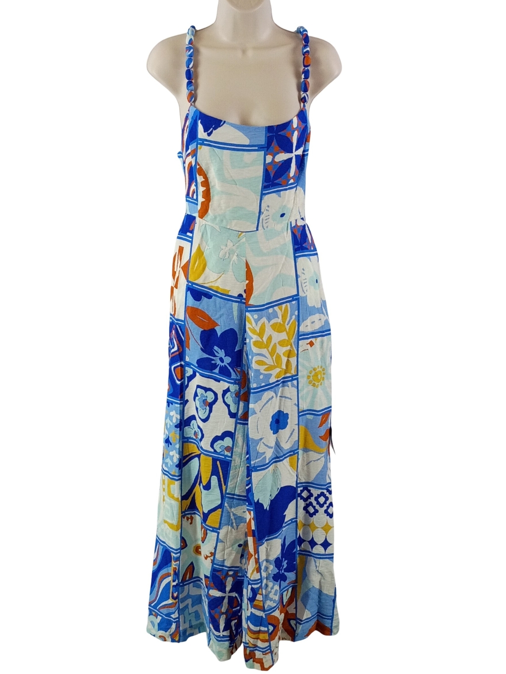 Lulu's Blue Multi Floral Patchwork Maxi Jumpsuit
